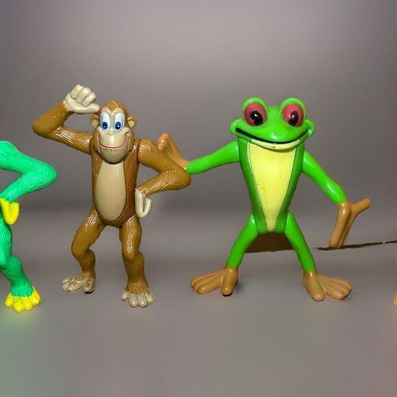 Rainforest Cafe Vinyl Animal Figures Lot 6 Jointed Toys Marked RFC Frog Monkey - Picture 4 of 5
